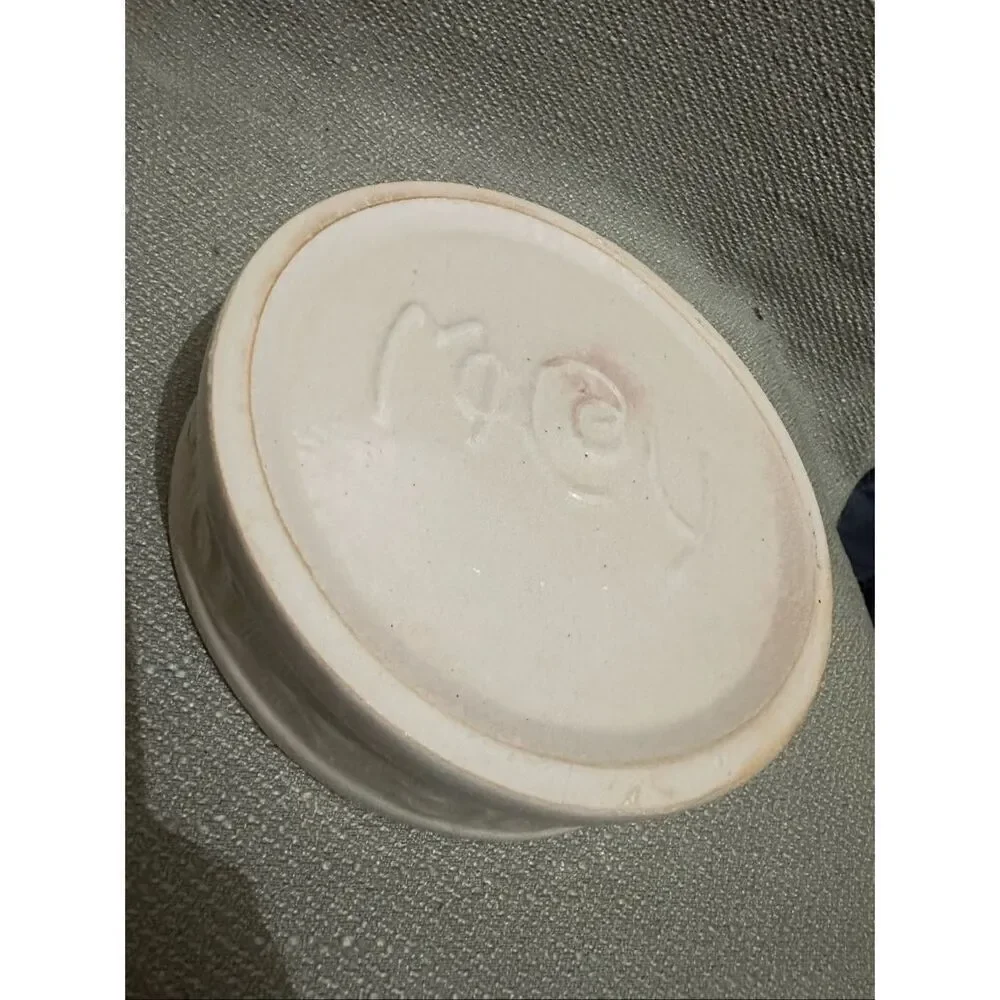 Vintage McCoy Pottery Cream Color Dog Dish Bowl To Man's Best Friend His Dog NEW